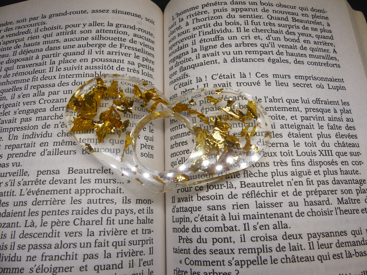 Bague de lecture V4 feuilles d'or dorées