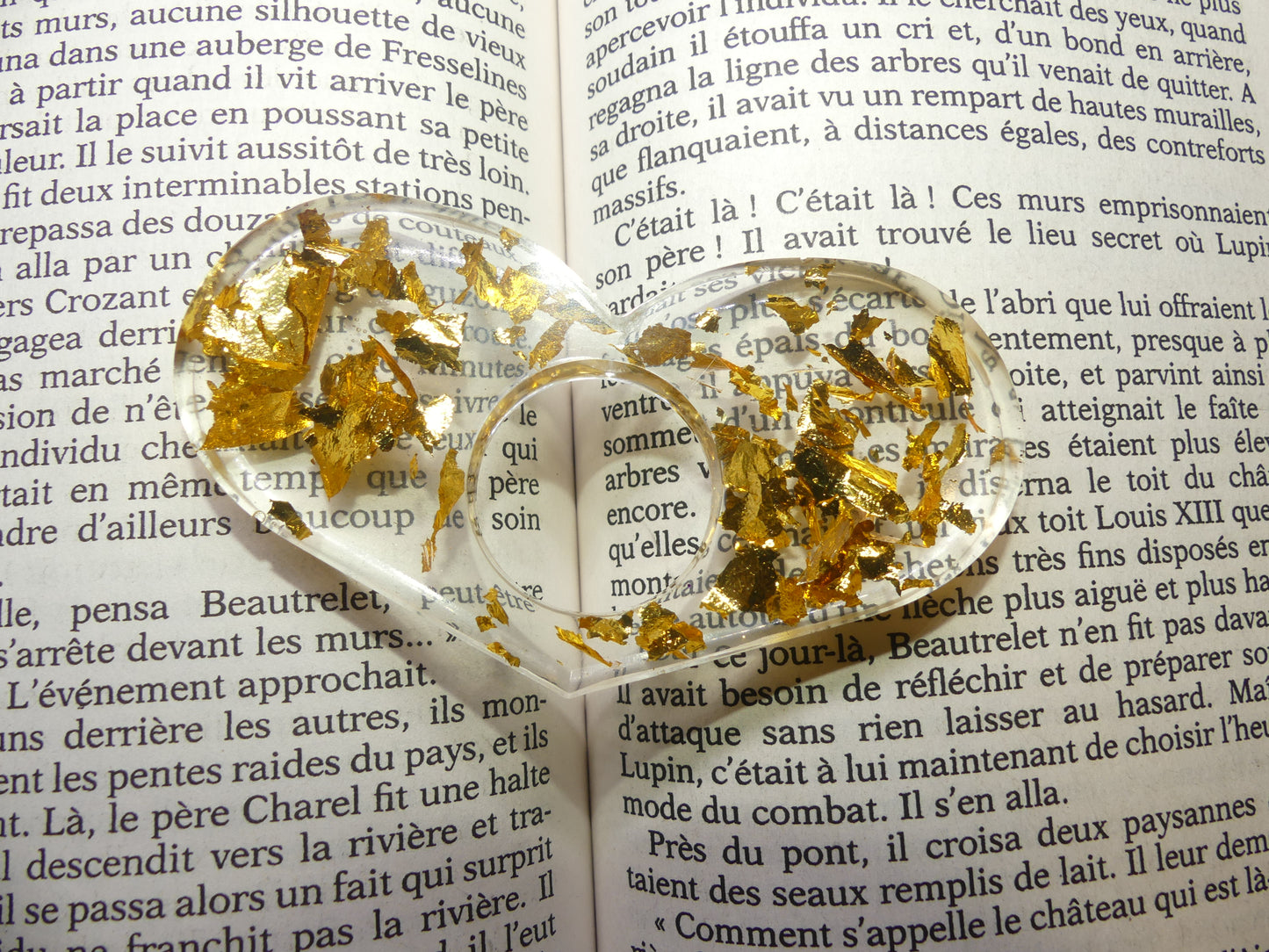 Bague de lecture V4 feuilles d'or dorées