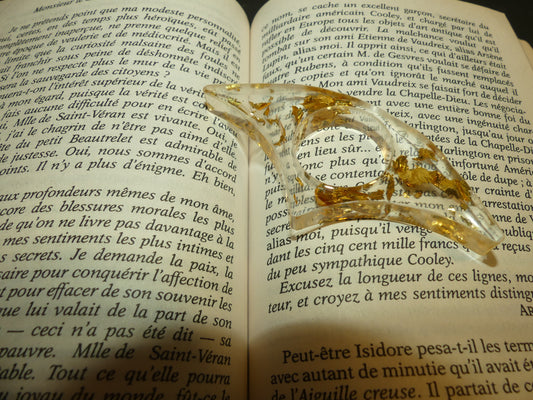 Bague de lecture V3 feuilles d'or dorées