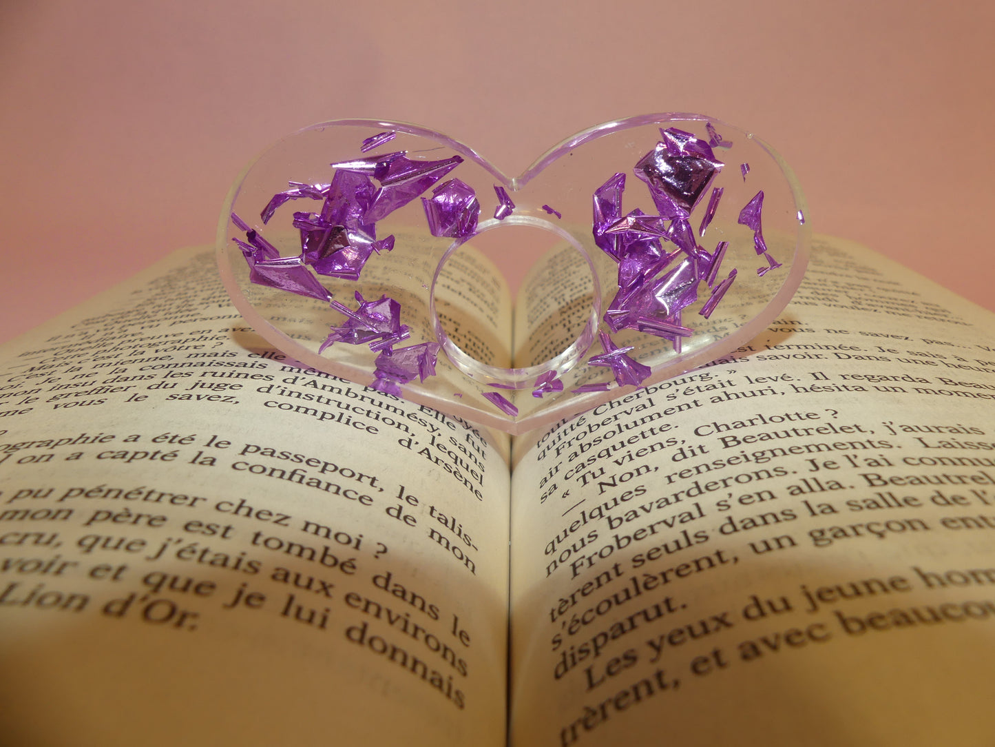 Bague de lecture V4 feuilles d'or violette