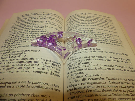 Bague de lecture V3 feuilles d'or violettes