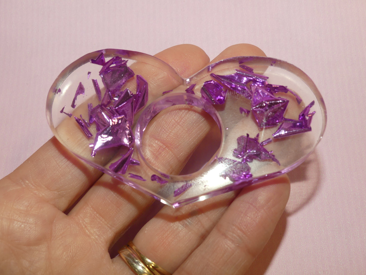 Bague de lecture V4 feuilles d'or violette