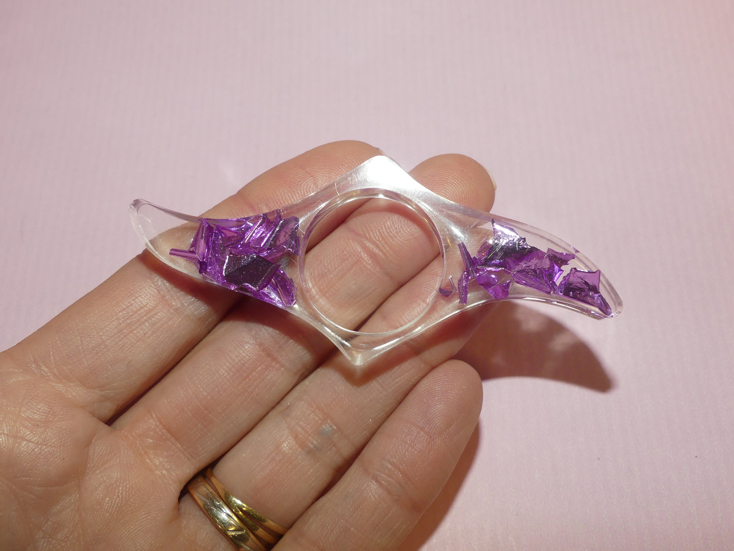 Bague de lecture V1 feuilles d'or violette