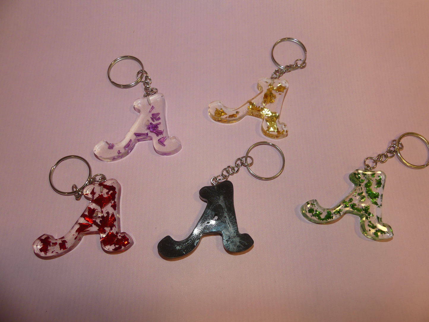 Porte-clefs Alphabet A feuilles d'or vert