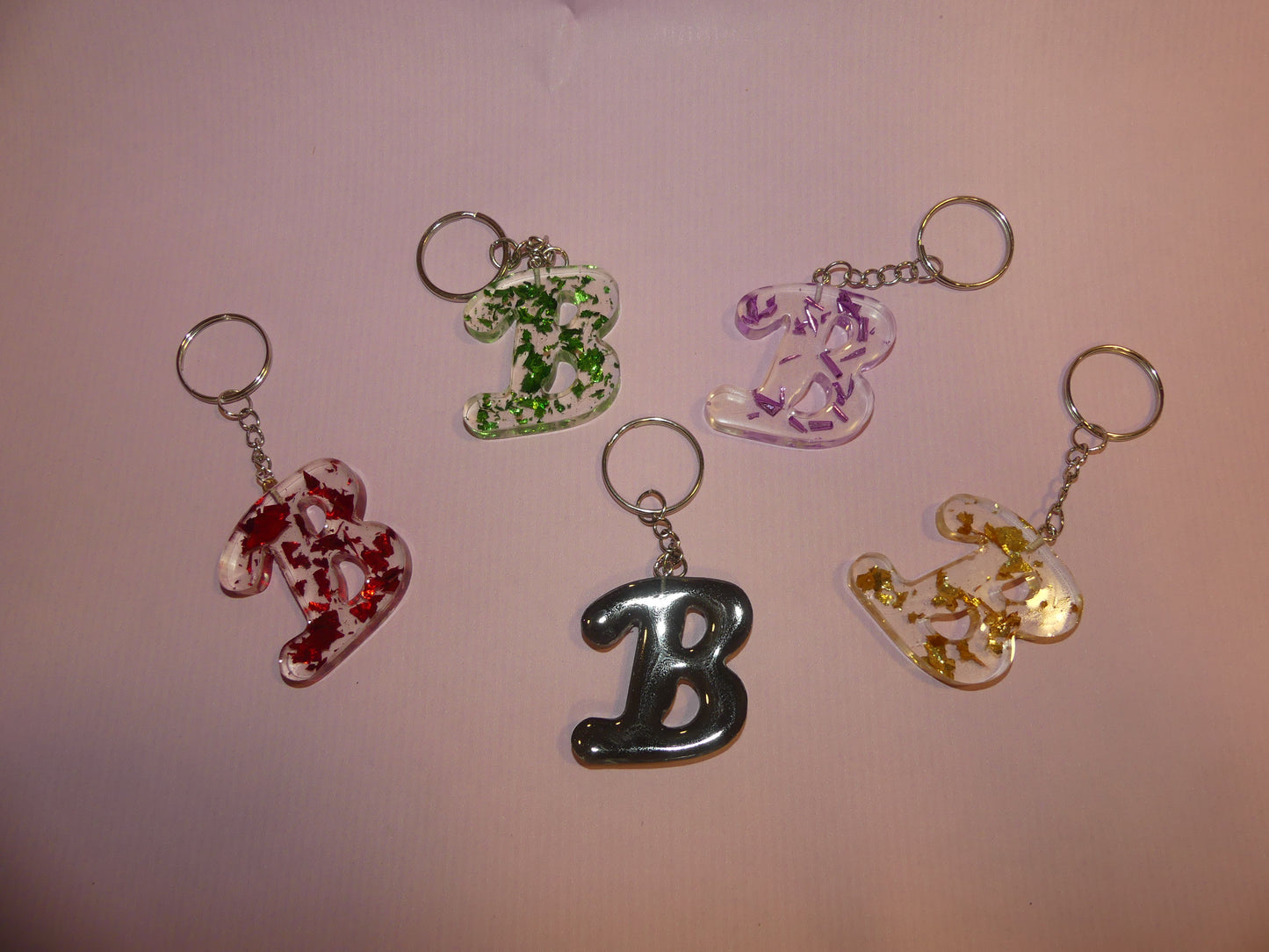 Porte-clefs Alphabet B feuilles d'or rouge