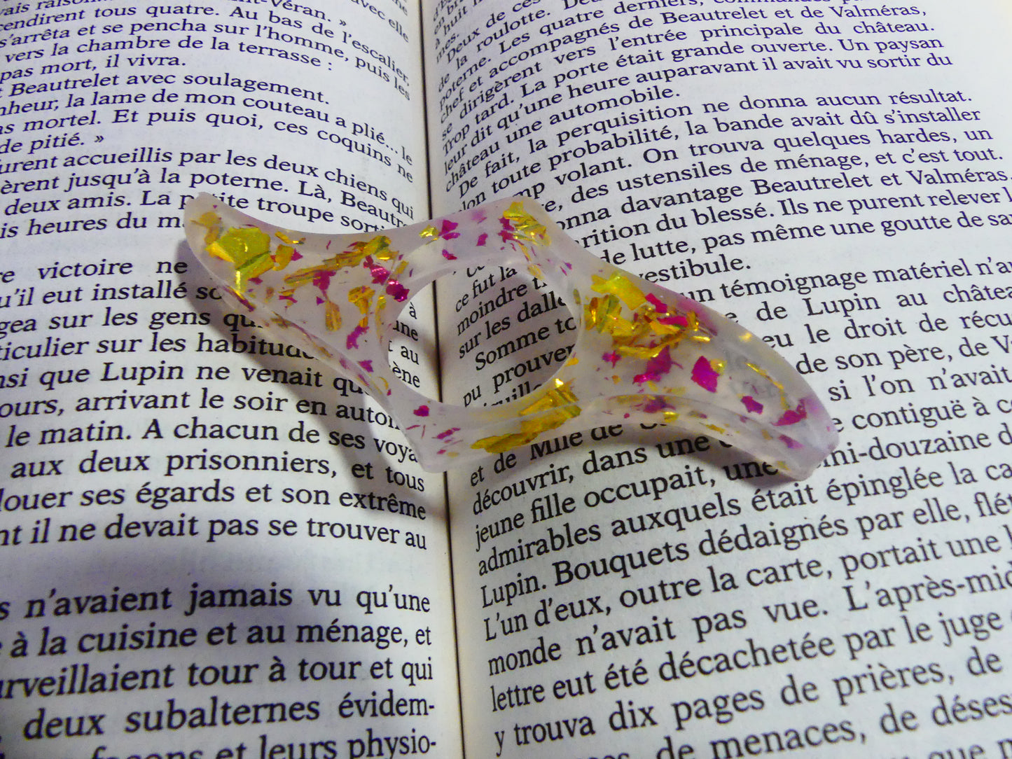 Bague de lecture V1  feuilles d'or dorée/rose