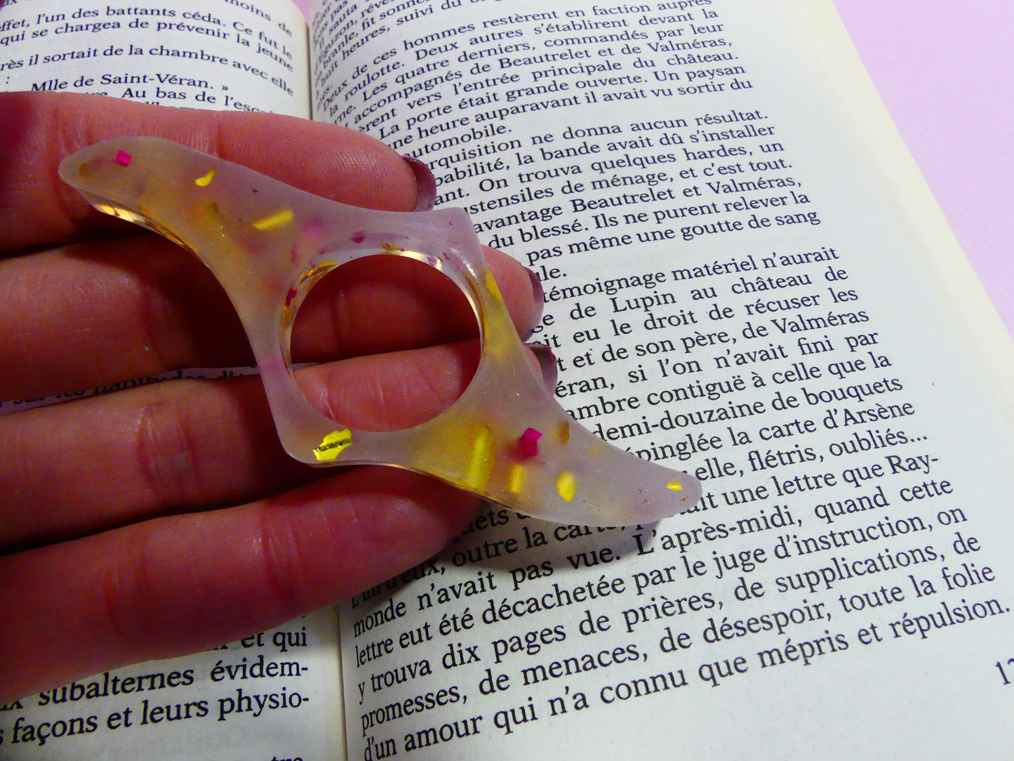 Bague de lecture V1  feuilles d'or dorée/rose