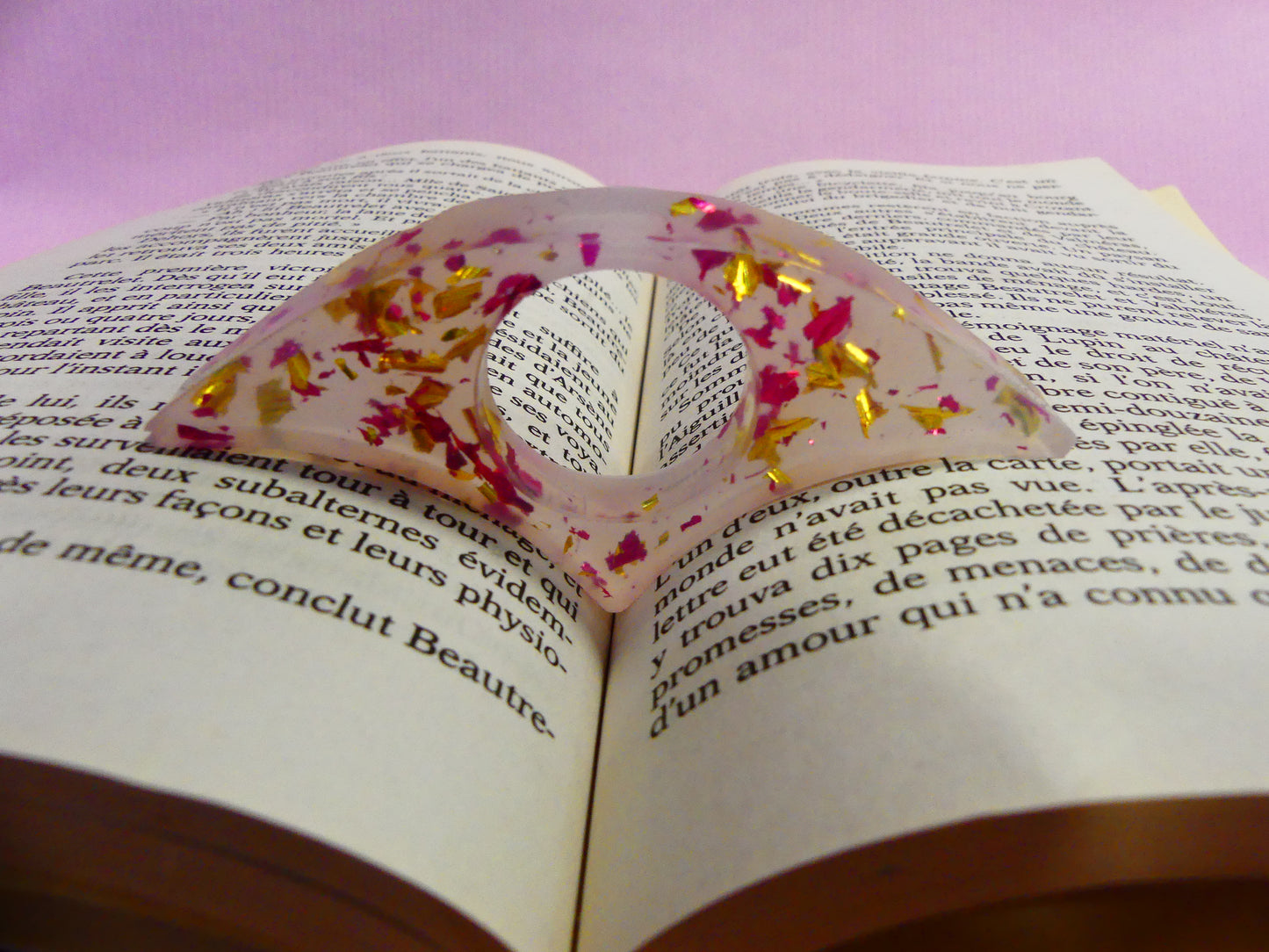 Bague de lecture  V3 transparent/doré/rose